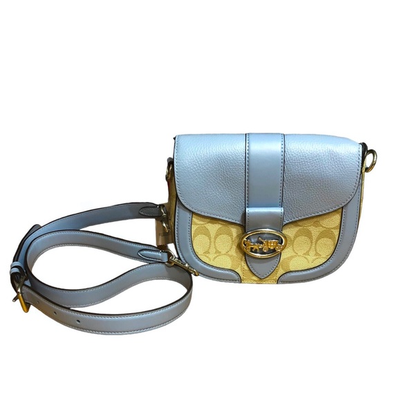 COACH C2806 Georgie Saddle Bag In Signature Canvas Blue - Picture 10 of 11